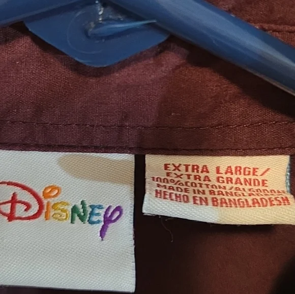 Disney Winnie The Pooh Embroidered Christmas Button Down Maroon Blouse size XL - Picture 2 of 9